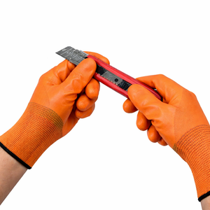 Full <b>PVC</b>-Coated Polyester <b>Gloves</b> Waterproof Oil Resistant Slightly Textured Grip Elastic Wrist For Construction Maintenance Work - Product Image 2