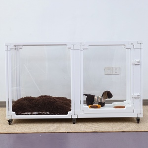 Gabbia per cani in plastica trasparente con chiusura a bottone a forma di quadrato stile classico-recinzione per animali domestici per interni/esterni ecologica - Product Image 1