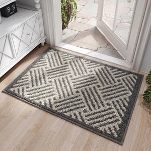 Tapete de Entrada Rectangular con Patrón Geométrico, Antideslizante, de Fibra de Poliéster, Fácil de Limpiar - Product Image 1