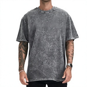 Men's Oversized <b>Tie</b>-Dye Cotton T-Shirt Short Sleeve O-Neck Casual Solid Color Jersey <b>Knitted</b> Blank Design - Product Image 1