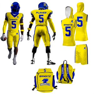 Conjuntos de Camisetas y Pantalones de Fútbol Americano Personalizados al por Mayor, con Mangas Cortas, Transpirables, 100% Poliéster, para Uniformes de Equipo Personalizados - Product Image 1