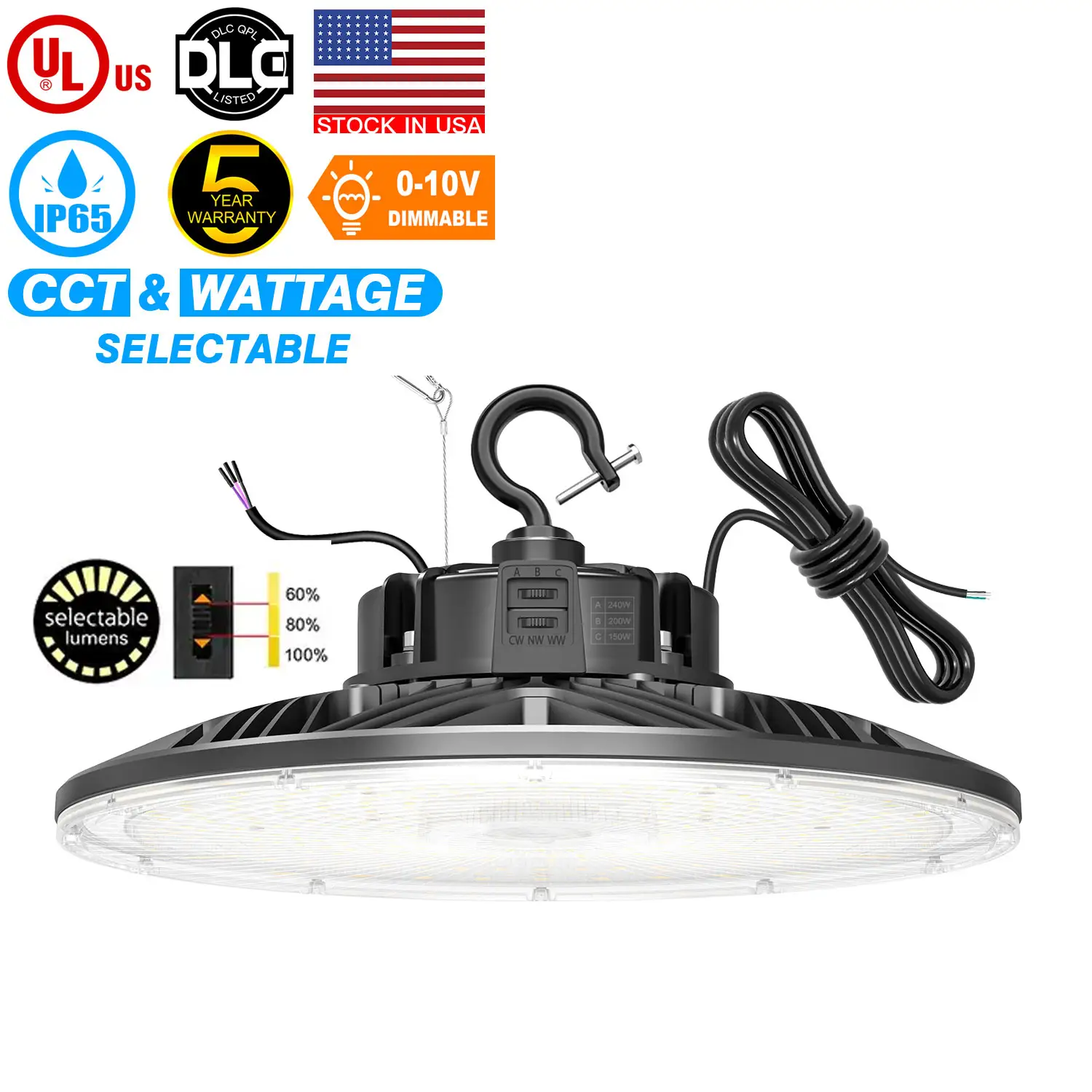 Thương mại công nghiệp chiếu sáng 100W 150W 200W 250W 300W 400W IP65 Vòng UFO Led cao bay ánh sáng nhà kho hội thảo Highbay đèn