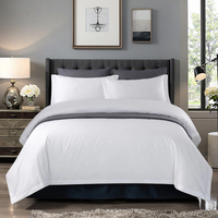 Vente en gros de linge de lit d'hôtel personnalisé, 300 fils, tissé, moderne, luxueux, blanc rayé, ensemble de literie Queen & King, 100% coton