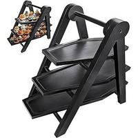 Support à dessert en bois à plusieurs niveaux pour Halloween, présentoir gothique à 3 niveaux pour fêtes intérieures et utilisation sur bureau