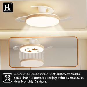 Ventilador de Techo LED Moderno de 36 Pulgadas con Motor Eléctrico de CC, Luz Invisible con Aspas Ocultas, Control Remoto, Plegable, de Plástico - Product Image 5