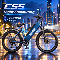 Vélo électrique Chamrider à frein à disque hydraulique, cadre bas, 48V 55Ah, pneus larges 26x3.0, couple élevé 80Nm, longue autonomie, pour livraison de repas, modèle C 55