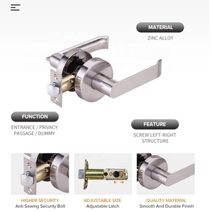 Satin Nickel nội thất sóng cửa đòn bẩy khóa doorlock cửa trước xử lý Home Door Handle khóa - Product Image 4