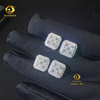 Drop Shipping Populaire Passe Testeur de Diamant Iced Out Hip Hop Argent Sterling 925 VVS1 Moissanite Boucles d'Oreilles Clous pour Hommes