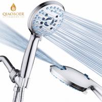 Pommeau de douche à main haute pression Chrome 8 modes avec tuyau en acier inoxydable de 1,8 m pour salle de bain domestique