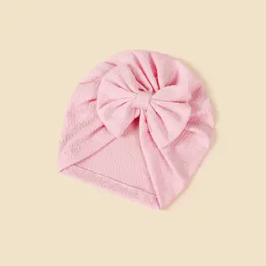Baby Hat Customized Solid Color Pullover Bow Knit India Hat Children Newborn Bowknot Turban Beanies