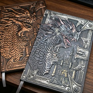 Cuaderno de Dragón en Relieve Metálico 3D, Tapa de Cuero PU A5, para DND RPG, Libro de Dados para Gamers, Personalizable con Logotipo en Relieve - Product Image 6