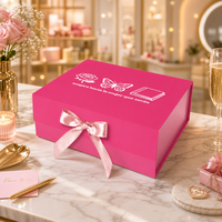 Boîte cadeau rigide personnalisée avec ruban en satin et nœud, pour cadeaux de mariage pour invités, en carton pour cadeaux de boutique