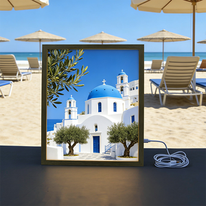 Enseigne lumineuse LED rectangulaire pour café, enseigne publicitaire décorative en MDF pour extérieur, à suspendre au mur - Product Image 2