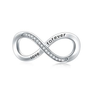 925 Sterling Silver Fashion Jewelry Rhodium Plated <strong>Infinity</strong> <strong>Symbol</strong> 'Love You Forever' Engraved <strong>Charms</strong> for Gift with Zircon Stone - Product Image 5