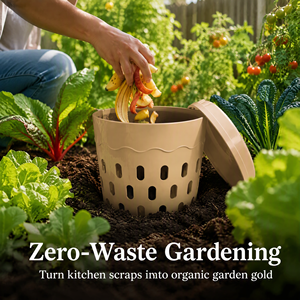 Composteur de jardin encastrable avec couvercle et trous d'aération, seau de compostage pour vers et déchets de jardin en plastique - Product Image 1