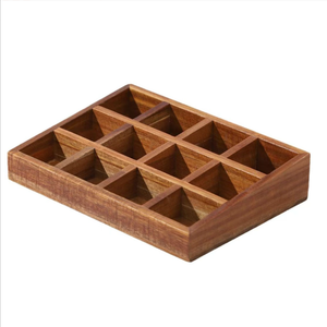 Étagère de présentation multifonctionnelle mobile à 12 compartiments en bois d'acacia, de type moderne, pour épices et huiles essentielles - Product Image 4