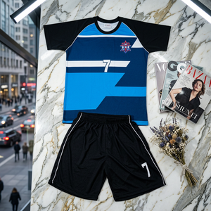 Maillot de football personnalisé, ensemble sportif, maillot à manches courtes et short, tenue d'équipe pour entraînement, polyester, toutes saisons - Product Image 2