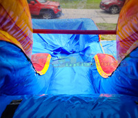 Salopette de fête gonflable, maison avec piscine, toboggan d'eau, oeis tropical, ensemble