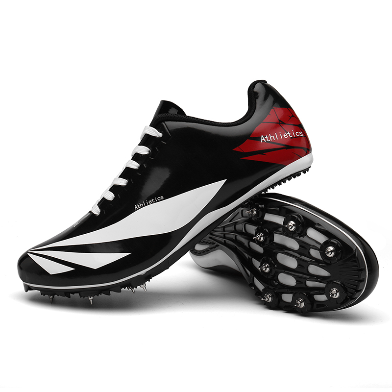 Scarpe da Atletica Leggera Scarpe da Corsa Sprint con Punte Traspiranti Unisex Buffer Leggero per Studenti di Salto in Lungo,Nero,36 EU