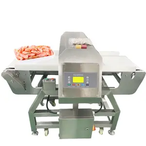 Stainless Steel Food Grade Metal Detector For Seafood Industry With Auto Stop System Conveyor Freeze Shrimp Meat Metal Detectors