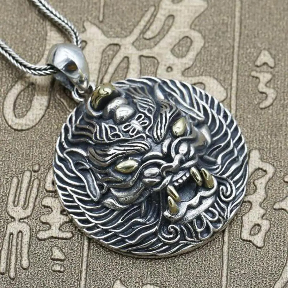 925 Sterling Silber Brave Troops Anhänger für Männer Hohl Vajra Schnitzereien bringen Lucky Vintage Thai Silber Amulette und Talismane