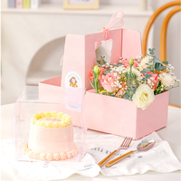 XJH Favor Boîtes à gâteaux à fleurs roses, Boîtes à fleurs jaunes à fleurs pour fête de mariage