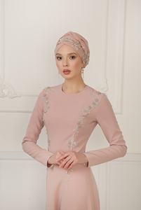Robe de mariée longue rose, pour mariage musulman Exclusive, en tissu islamique, modeste, nouvelle collection - Product Image 2