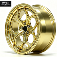 Velg Mobil Custom Gold Deep Lip Multi-Spoke Ukuran Khusus PCD untuk Show Car Stance Tuning Dibuat Sesuai Pesanan