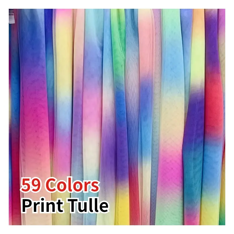 Farbverlauf Regenbogen Soft Print Tüll Stoff für die Dekoration DIY Spielzeug Kinder Kleidungs stück Rock