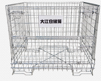 Récipient en treillis métallique galvanisé au zinc empilable pliable de stockage Cage à palettes en métal pour bouteille de vin bacs empilables en métal