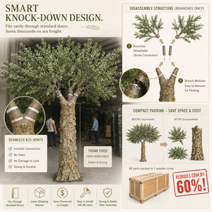 Vente en gros d'oliviers artificiels en pot de grande taille, ignifuges, plantes artificielles Olivo, arbre artificiel géant, décoration intérieure, sur mesure B2B - Product Image 6