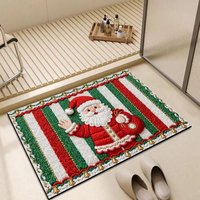 Tapis de Noël antidérapant et lavable – Tapis décoratif festif en polyester écologique fabriqué à la machine