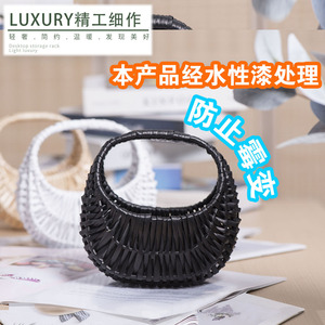 Cesta ovalada de ratán tejida con asa, cesta de almacenamiento para decoración del hogar y accesorio de fotografía - Product Image 2