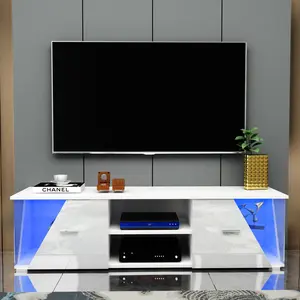 Fabrika satış Modern klasik ahşap LED ışık TV kabine modern tv standı 85 inç tv ve kahve masası için