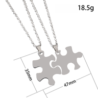 Collier en acier inoxydable Ywyougang avec pendentif en forme de pièce de puzzle et chaîne de perles, personnalisable par gravure, multicolore pour couples et cadeaux