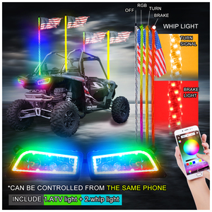 Loyo 12V látigo luz 3/4Ft Led bandera poste luz 5V Rgb Color con bandera Ip67 impermeable antena iluminada látigo para Polaris Atv Utv - Product Image 5