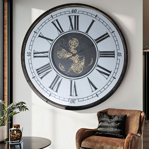 Horloge murale industrielle mécanique de luxe de 24 pouces à aiguilles mobiles, avec engrenages apparents, carte du monde <span class=keywords><strong>vintage</strong></span>, pour décoration de salon - Product Image 5