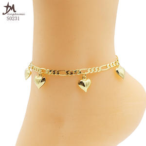 S0231 सरल डिजाइन उच्च गुणवत्ता गोल्डन दिल कंगन पायल - Product Image 2