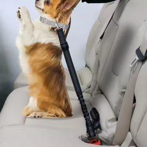 Harnais rétractable réglable réfléchissant multifonctionnel de luxe 3 en 1 pour chien de compagnie, ceinture de sécurité de voiture, laisse - Product Image 2