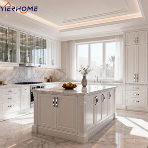 Gabinetes de Cocina de Madera Sólida Blanca Estilo Shaker Personalizados |   Conjunto Completo de Villa con Isla - Product Image 2