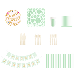 DAMAI Platos de Papel Ecológicos y Seguros con Diseño de Rayas Verdes y Puntos para 8 Personas, Artículos Desechables para Fiestas de Cumpleaños - Product Image 5