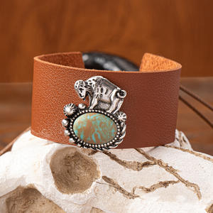 <span class=keywords><strong>DW</strong></span>-14 En Gros Vintage Main Bijoux Réglable Large Cactus Fleur Turquoise PU <span class=keywords><strong>Bracelet</strong></span> En <span class=keywords><strong>Cuir</strong></span> <span class=keywords><strong>Bracelet</strong></span> - Product Image 4