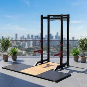 Multi Function Power <b>Rack</b> Weightlifting <b>Squat</b> Bench Press Station Red Powder Coated Safety Hardware Universal Application - Product Image 2