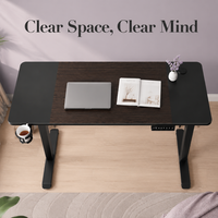 Bureau debout électrique AOR, hauteur réglable, certifié FCC et CE, surface en MDF et PVC, crochet pour casque durable, vente en gros d'usine