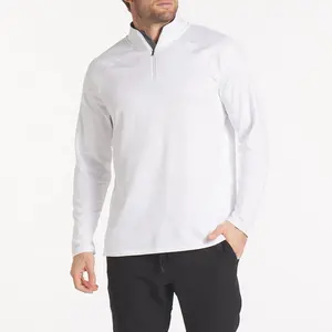 New Men's 1/4 Zip Golf Jacket Long Sleeve Polo Shirt Knitted Weave Lined Spring Plain Dyed Character OEM Service Available