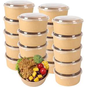 Mangkuk Makanan Kertas Kraft Tahan Air Sekali Pakai dengan Tutup PET PP untuk Restoran, Sup, atau Kotak Makan Siang - Product Image 6