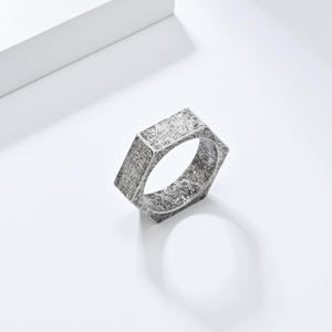 Unisex Geometric Hexagonal <b>Titanium</b> Steel <b>Ring</b> In Steel Gold Black Antique Silver For <b>Men</b> Women Street Style Jewelry Gift - Product Image 3