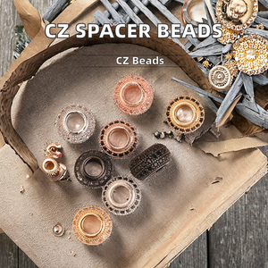 ทองเหลือง CZ Pave ไมโคร spacer ลูกปัดแบนชุบเซอร์โคเนียลูกบอลเสน่ห์สร้อยข้อมือเครื่องประดับทำ HA0020 <span class=keywords><strong>Xinyi</strong></span> - Product Image 2