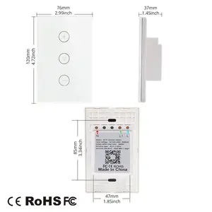 Interruptor de atenuación inteligente con Control táctil, atenuador de luz con WiFi, aplicación Tuya, EE. UU.