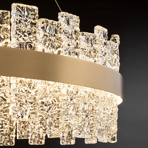 Lustre LED rectangulaire moderne et minimaliste en cuivre massif, design italien en cristal, pour salle à manger, salon et chambre principale - Product Image 2